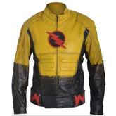 Gelbe Fashion Reverse Distressed Lammlederjacke für Herren